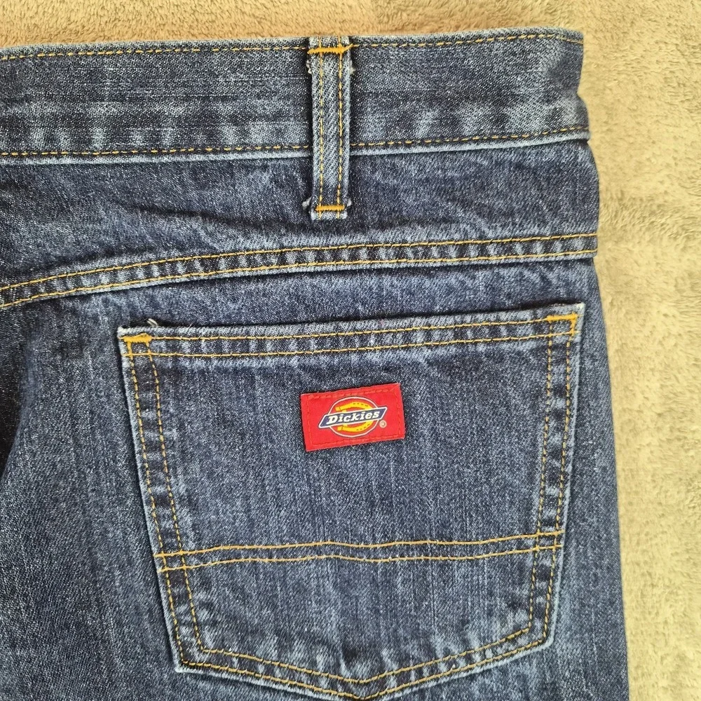 Dickies Relaxed Fit Jeans Mens 38x32 Blue Denim Dark‎ Wash 100% Cotton Durable